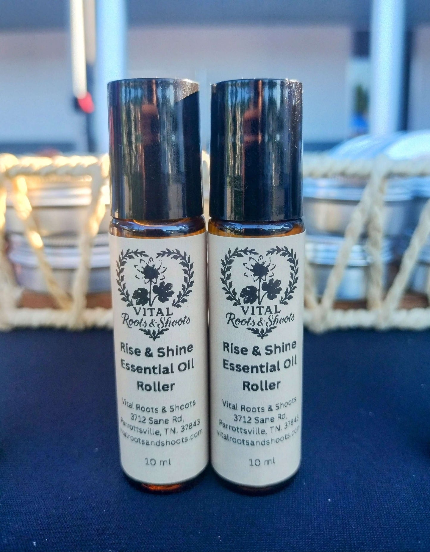 Rise and shine essential oil aromatherapy roller glass bottle10ml.