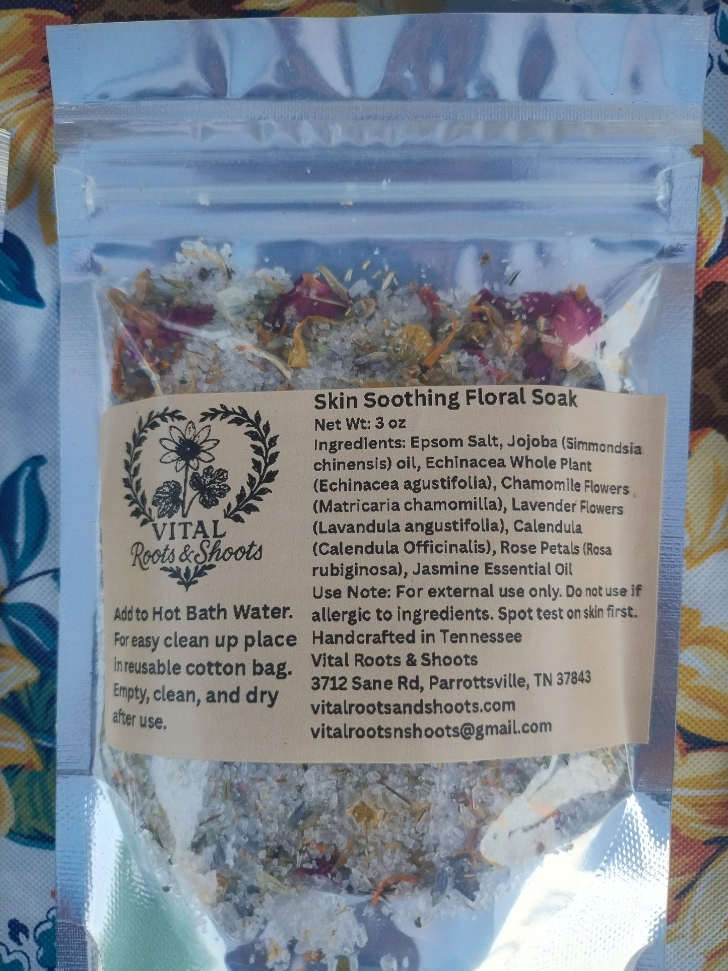 Skin Soothing Epsom Salt Floral Soak with Essential oils and Organic Botanicals